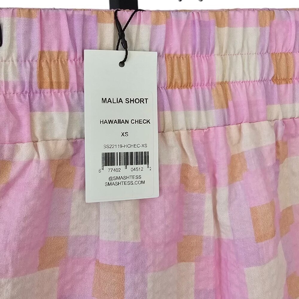 Smash + Tess Womens Malia Short in Hawaiian Check Print, Cotton, High Rise, XS - Picture 4 of 9